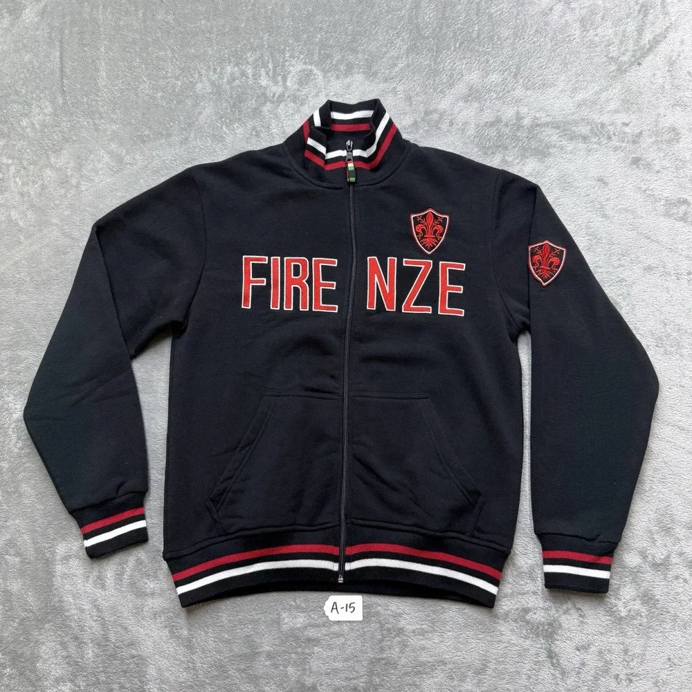 Italy Firenze Black And Red Full Zip Jacket Size Small